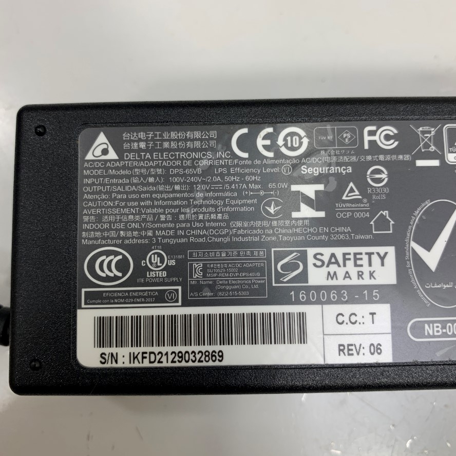 Adapter 12V 5.417A 65W DELTA DPS-65VB Connector Tip Size 5.5mm x 2.5mm For Thiết Bị Lưu Trữ QNAP TS-253A-8GXN3002T, Máy Tính Công Nghiệp Scada Computer, Industrial PC