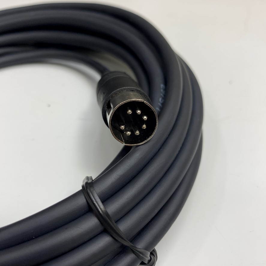 Cáp Điều Khiển RS-232C P/N AX-KO1786-500 Dài 5M 17ft Shielded Cable SHIN HWA E97577 Connector 7 Pin DIN Male Plug to DB9 Female For Balances A&D HV-G, HV-WP, Series witch Computer Data Communication