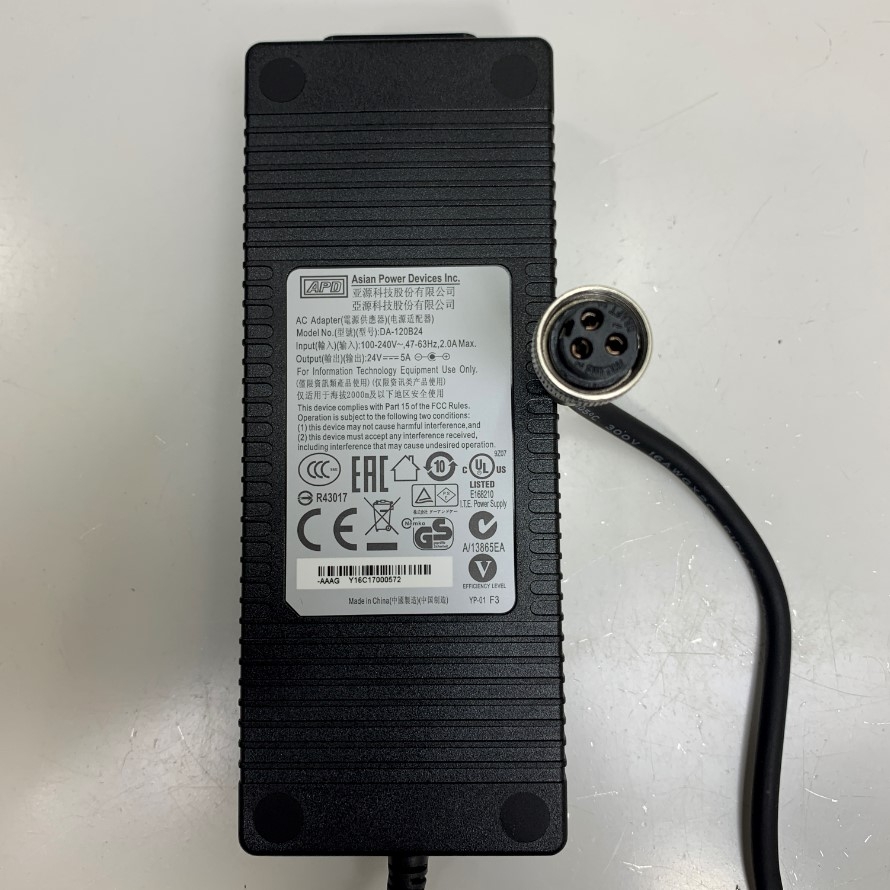Adapter 24V 5A 120W APD OEM NDS Power Supply MW155RA2400F02 Switchcraft 3-Pin Female Connector SL403FX For Màn Hình Phòng Mổ Và Nội Soi NDS Surgical Display Medical Monitor 15” 19” 24” 26” 27”