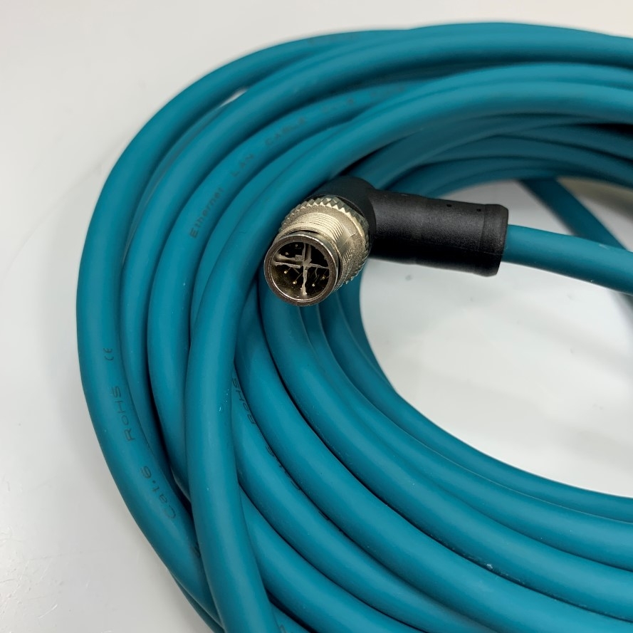 Cáp Right Angle M12 8 Pin Male X-Coded to RJ45 Industrial Ethernet CAT6 Shielded Cable OEM Cognex CCB- CCB-84901-6003-20 Dài 20M 66ft For Cognex Industrial Camera