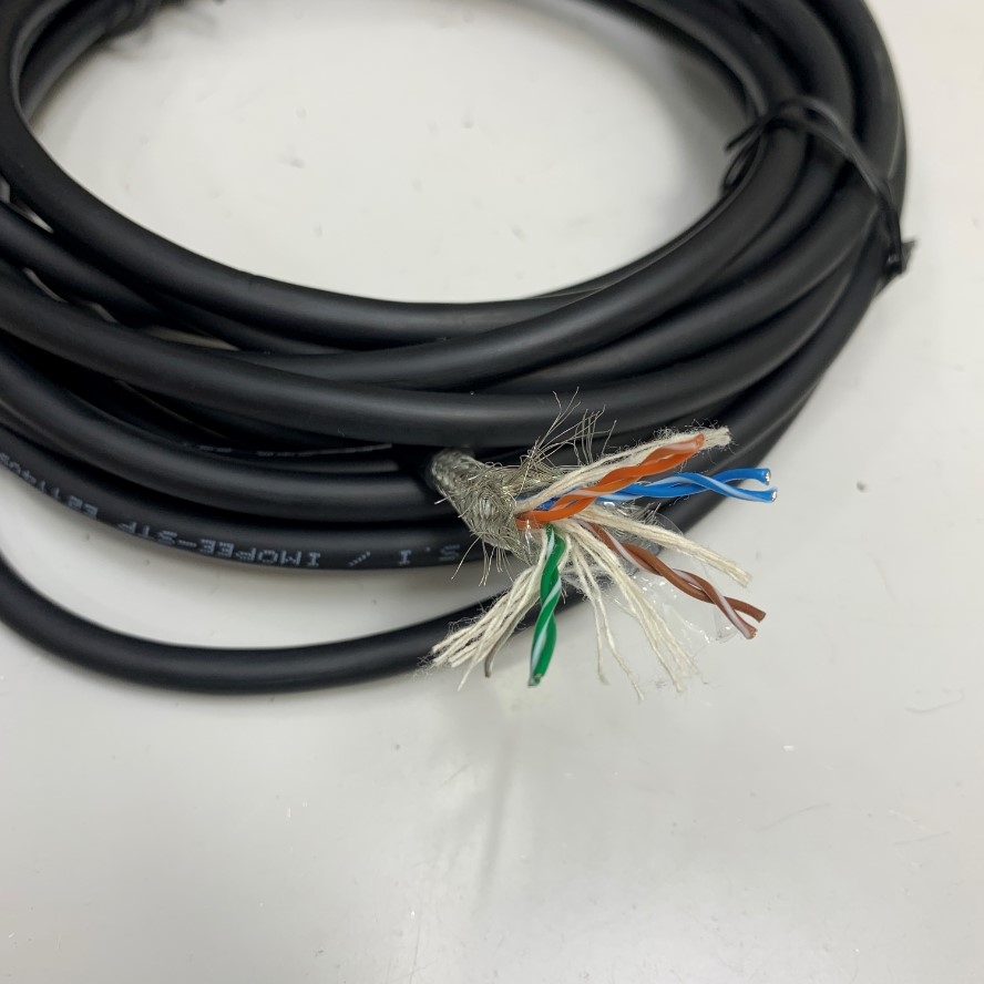 Cáp Original Cognex M12EN-M8SR Dài 5.3M 17.6ft Cable M12 A-Coded 8 Pin Male to 8 Core Open End GigE Vision CAT5E S/FTP 24AWG Shielded Ethernet Cable For Machine Vision