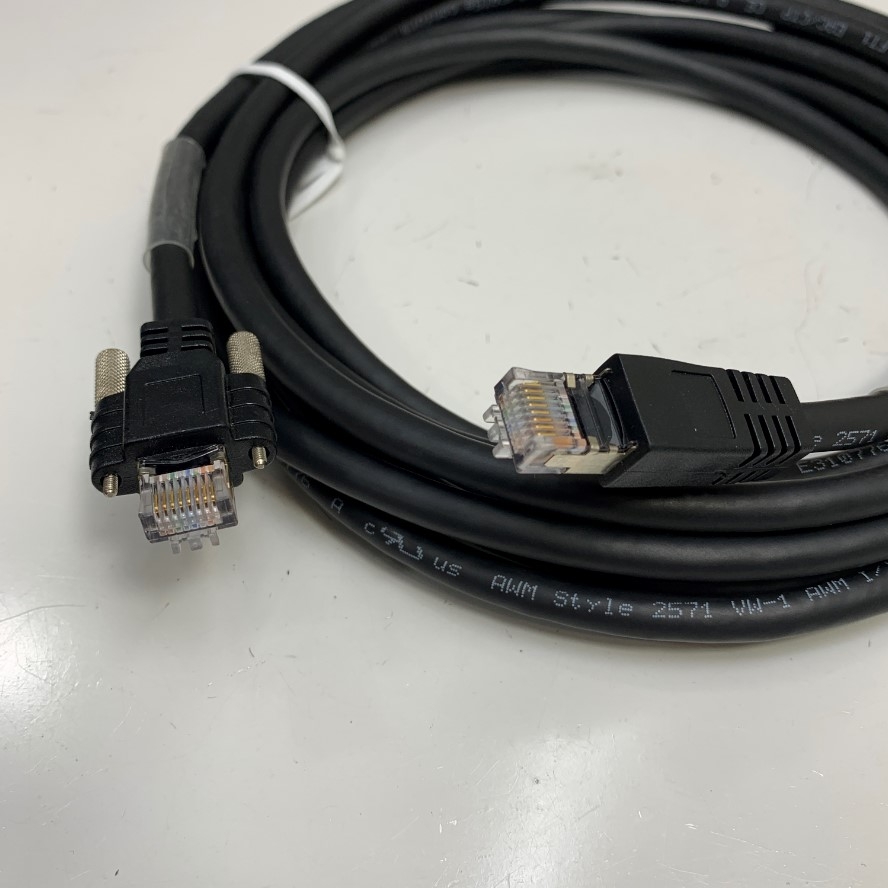 Cáp Mạng Công Nghiệp Dài 4M 13ft Gige Industrial CCD Camera RJ45 10 Gigabit Cable with Locking Screw IGUS ChainFlex CAT5E E310776 S/FTP 25AWG Black Cable For Machine Vision Cable