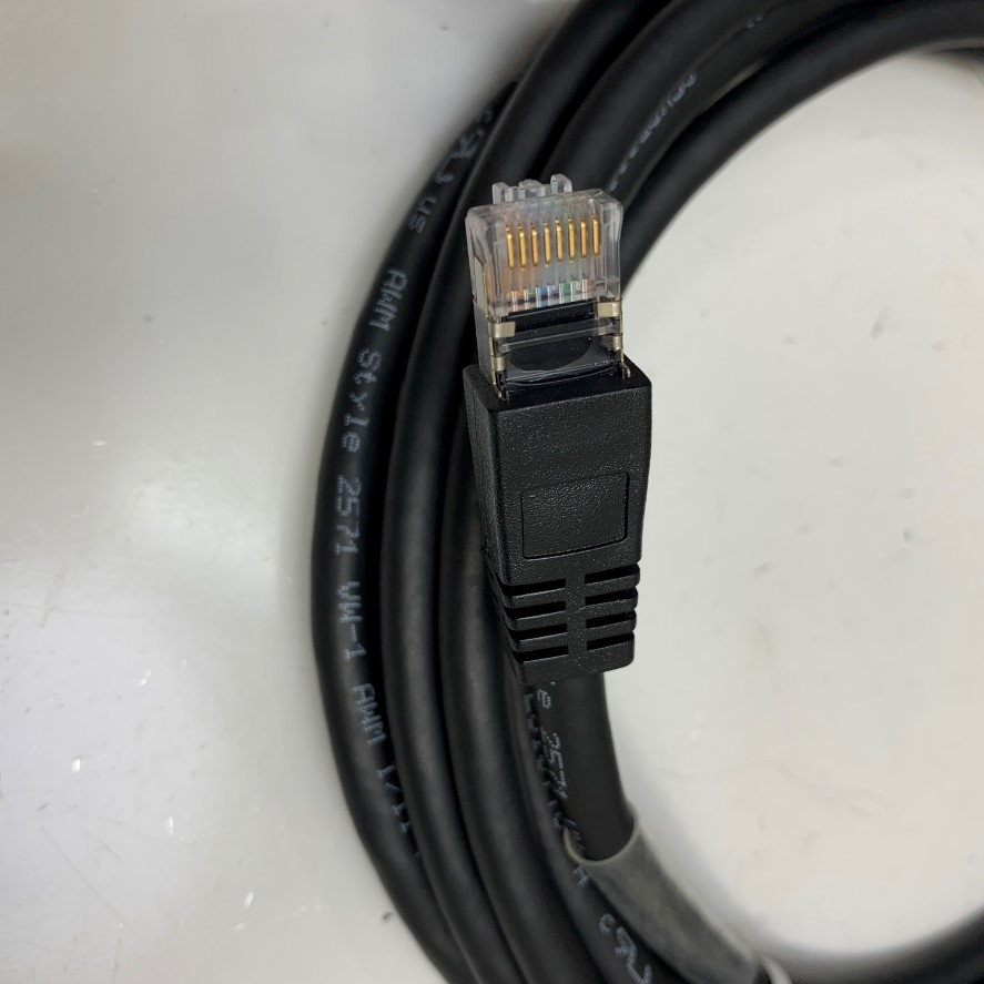 Cáp Mạng Công Nghiệp Dài 4M 13ft Gige Industrial CCD Camera RJ45 10 Gigabit Cable with Locking Screw IGUS ChainFlex CAT5E E310776 S/FTP 25AWG Black Cable For Machine Vision Cable