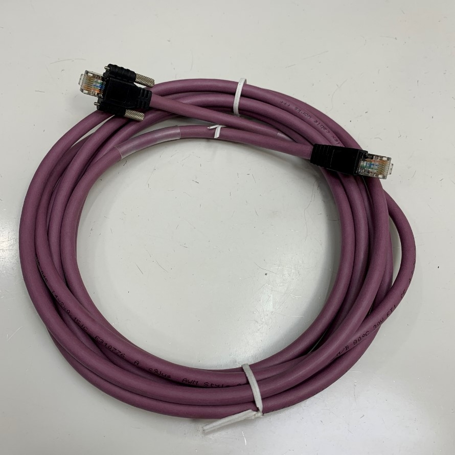 Cáp Mạng Công Nghiệp Dài 4M 13ft IGUS ChainFlex GigE CAT5E 10 Gigabit Ethernet RJ45 Screw Locking Purple Cable E310776 S/FTP 25AWG 4PR 4x2x0.15mm² For Gige Industrial CCD Camera