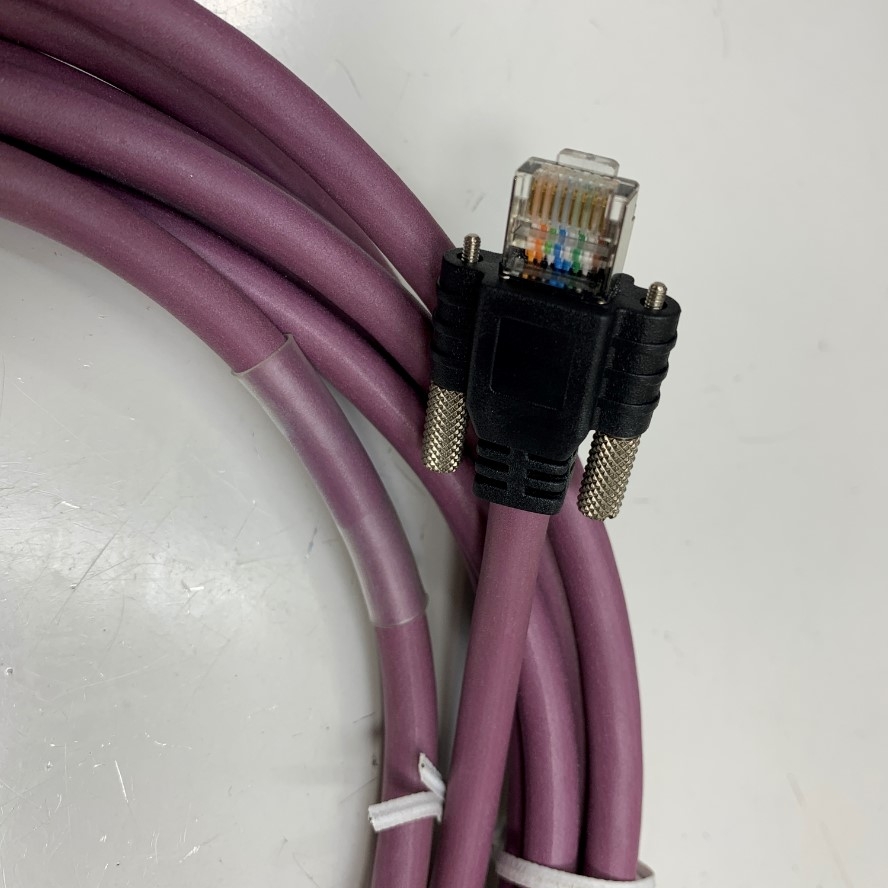 Cáp Mạng Công Nghiệp Dài 4M 13ft IGUS ChainFlex GigE CAT5E 10 Gigabit Ethernet RJ45 Screw Locking Purple Cable E310776 S/FTP 25AWG 4PR 4x2x0.15mm² For Gige Industrial CCD Camera