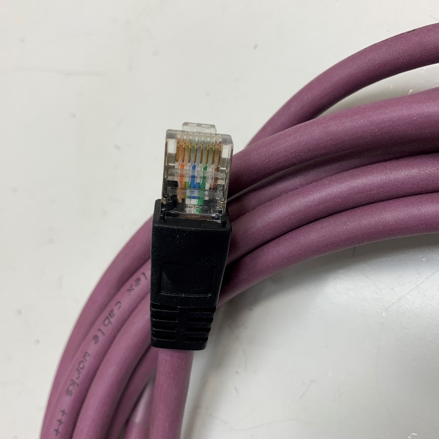 Cáp Mạng Công Nghiệp Dài 4M 13ft IGUS ChainFlex GigE CAT5E 10 Gigabit Ethernet RJ45 Screw Locking Purple Cable E310776 S/FTP 25AWG 4PR 4x2x0.15mm² For Gige Industrial CCD Camera
