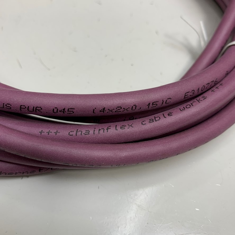 Cáp Mạng Công Nghiệp Dài 4M 13ft IGUS ChainFlex GigE CAT5E 10 Gigabit Ethernet RJ45 Screw Locking Purple Cable E310776 S/FTP 25AWG 4PR 4x2x0.15mm² For Gige Industrial CCD Camera