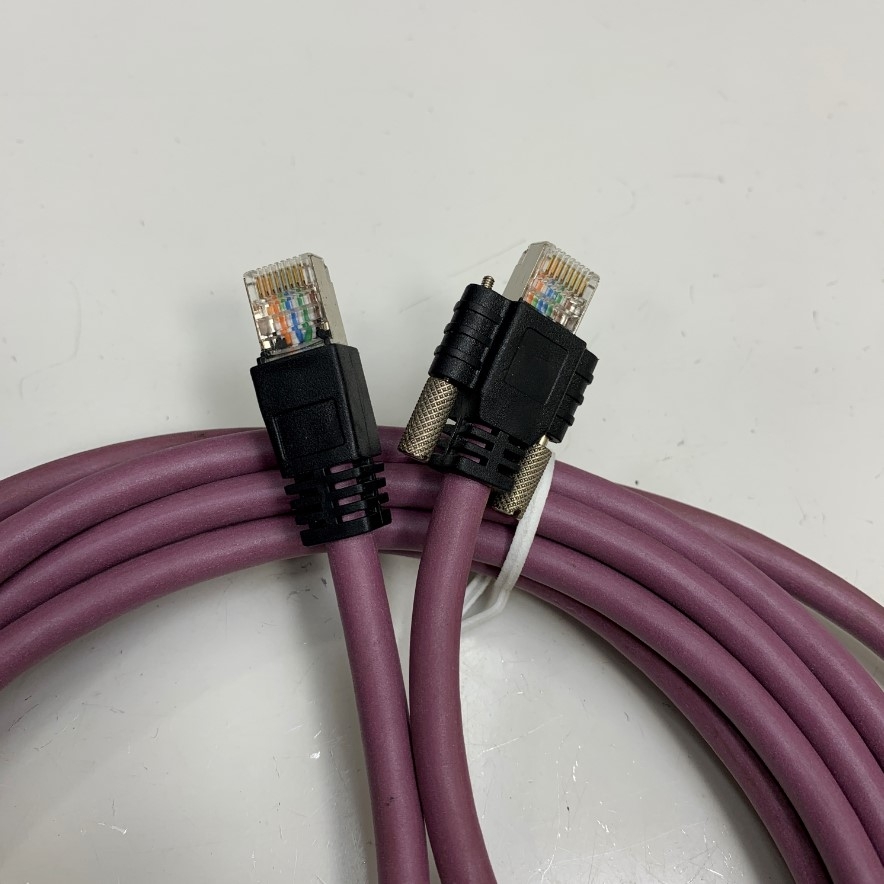Cáp Mạng Công Nghiệp Dài 3M 10ft GIGE Industrial CCD Cameras High Flexible Cable CAT5E With Gigabit RJ45 ThumbScrew Locking Purple Cable E310776 S/FTP 25AWG For Machine Vision Cable