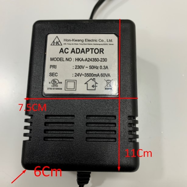 Adapter AC to AC 24V 3.5A Hon-Kwang HKA-A24350-230 Connector Size 5.5mm x 2.1mm For CCTV Cameras And Camera AHD Speed Dome PTZ Camera Dahua HIKVISION Panasonic