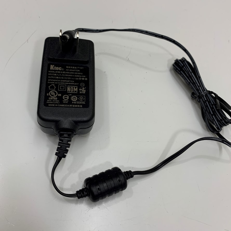 Adapter 12V 1.5A 18W KTEC KSA-24W-120150HU US Plug Power Cord DC Connector Size 5.5mm x 2.5mm