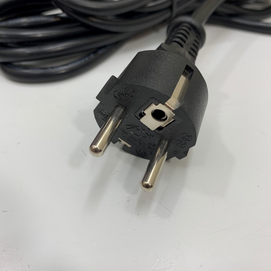 Dây Nguồn Vuông Góc Phải Chữ L 90 Độ AC Power Cord European CEE7/7 Schuko Plug to C13 Right Angle 10A 250V 3x0.75mm² 18AWG OD 6.8mm Length 4.5M
