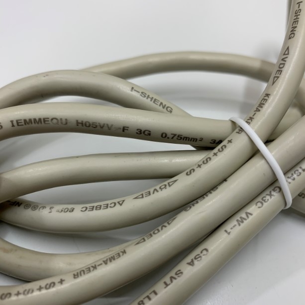 Dây Nguồn WONDERFULL Power Cord C13 to C14 10A 250V 18AWG 3x0.75mm² H05VV-F Cable OD 6.7mm 4Ft Dài 1.2M Grey For PDU UPS