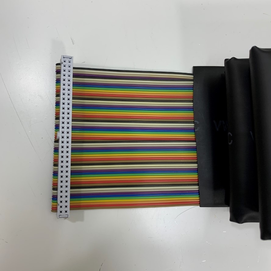 Cáp Ribbon 64 Pin IDC Cable Wire Flat Cable 64 Way 64 Pin Dài 1.28M 2.54 mm Pitch Rainbow Color Heat Shrink Tubing