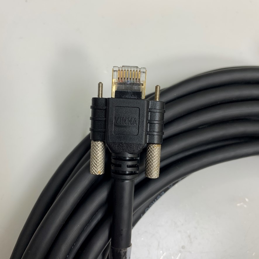 Cáp GigE-R-10M Dài 10M 30ft Cable High Flex GigE CAT6A Ethernet RJ45 Screw Locking Cable E497707 AWM 2464 VW-1 80C 300V 4P X 26AWG  For Basler Cognex CCD GigE Industrial Vision Camera