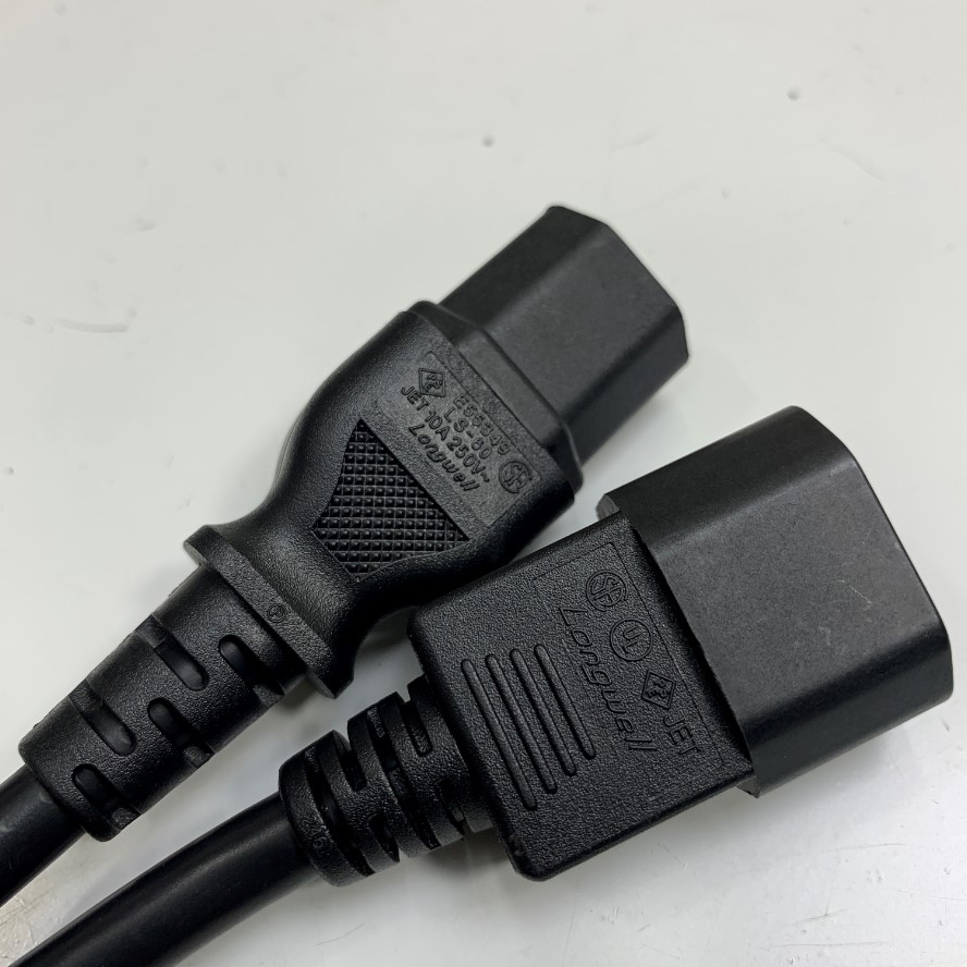 Dây Nguồn Cabinet Jumper Power Cord Cisco CAB-C13-C14-3M Dài 3M 10ft 10A 250V 17AWG 3x1.04mm² 75°C Cable OD 7.2mm Longwell For Cisco Catalyst 2900/3500XL 2940 2950 3550 3750 Jumper Cord