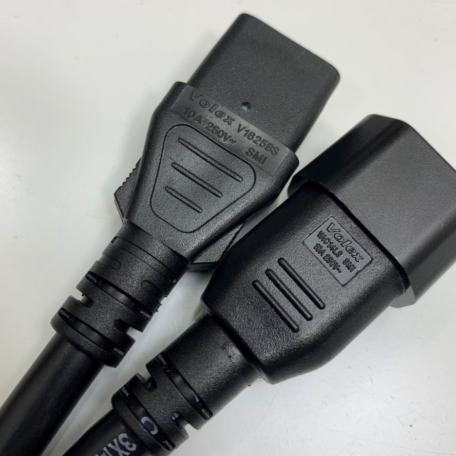 Dây Nguồn Cabinet Jumper Power Cord Cisco CAB-C13-C14-3M Dài 3M 10ft 10A 250V 14AWG 3x2.08mm² 75°C UL SJT Cable OD 9.5mm Volex For Cisco Catalyst 2900/3500XL 2940 2950 3550 3750 Jumper Cord