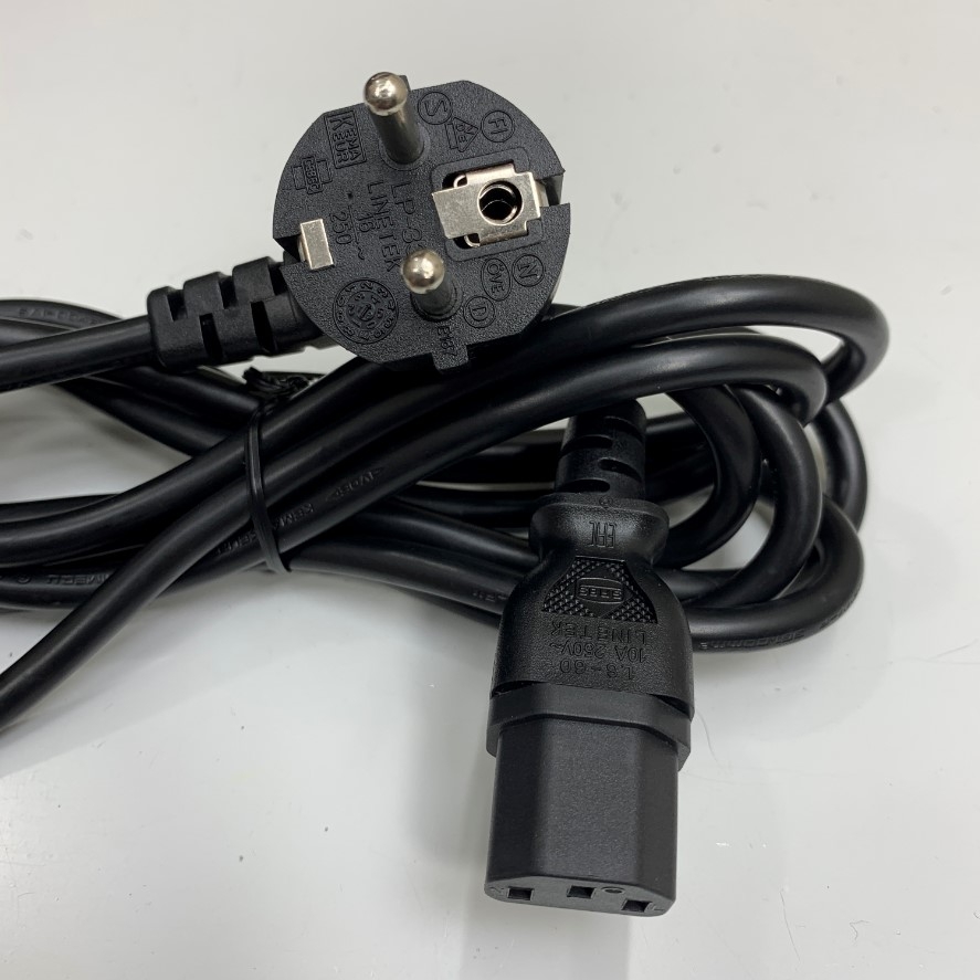 Dây Nguồn Máy Xét Nghiệm Điện Giải Đồ Medica EasyLyte Calcium (Na/K/Ca/pH) AC Power Cord Schuko CEE7/7 Plug to C13 10A 250V 18AWG H05VV-F 3x1.0mm² Cable Black OD 7.0mm Dài 2.5M 8.4ft