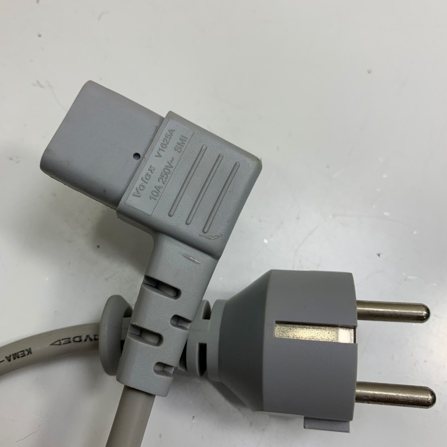 Dây Nguồn Vuông Góc Phải Chữ L 90 Độ Cisco Volex Europe Schuko CEE7/7 Plug to Right Angle IEC C13 Cable C13 10A 250V 18AWG 3x1.0mm² Cable Grey OD 7.0mm Gray Dài 2.5M 8.4ft