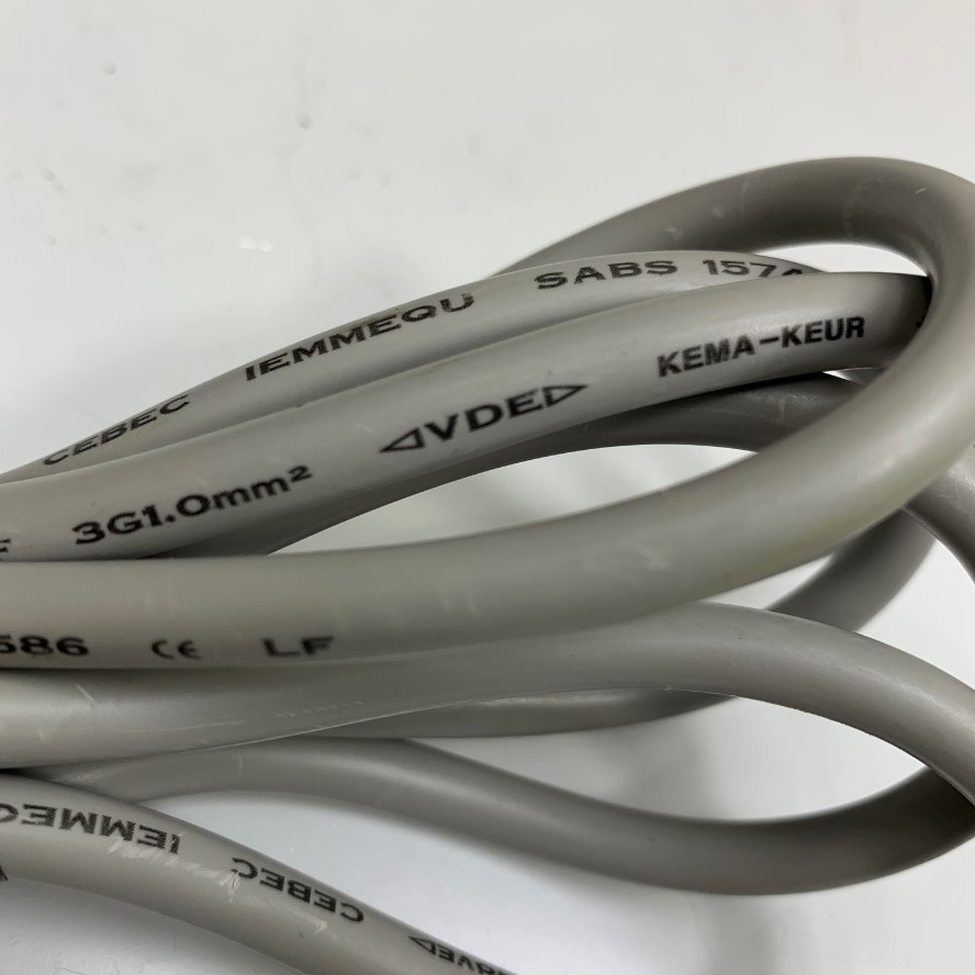 Dây Nguồn Vuông Góc Phải Chữ L 90 Độ Cisco Volex Europe Schuko CEE7/7 Plug to Right Angle IEC C13 Cable C13 10A 250V 18AWG 3x1.0mm² Cable Grey OD 7.0mm Gray Dài 2.5M 8.4ft