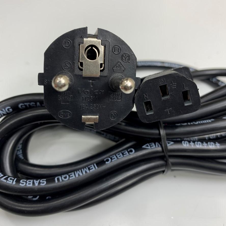 Dây Nguồn AC Power Cord A&D Moisture Analyzers Balances Europe Schuko CEE7/7 Plug to IEC C13 10A 250V 18AWG H05VV-F 3x1.0mm² Cable Black OD 7.0mm Dài 2.5M 8.4ft