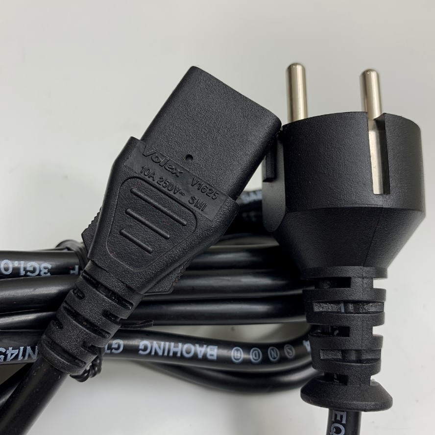 Dây Nguồn AC Power Cord A&D Moisture Analyzers Balances Europe Schuko CEE7/7 Plug to IEC C13 10A 250V 18AWG H05VV-F 3x1.0mm² Cable Black OD 7.0mm Dài 2.5M 8.4ft