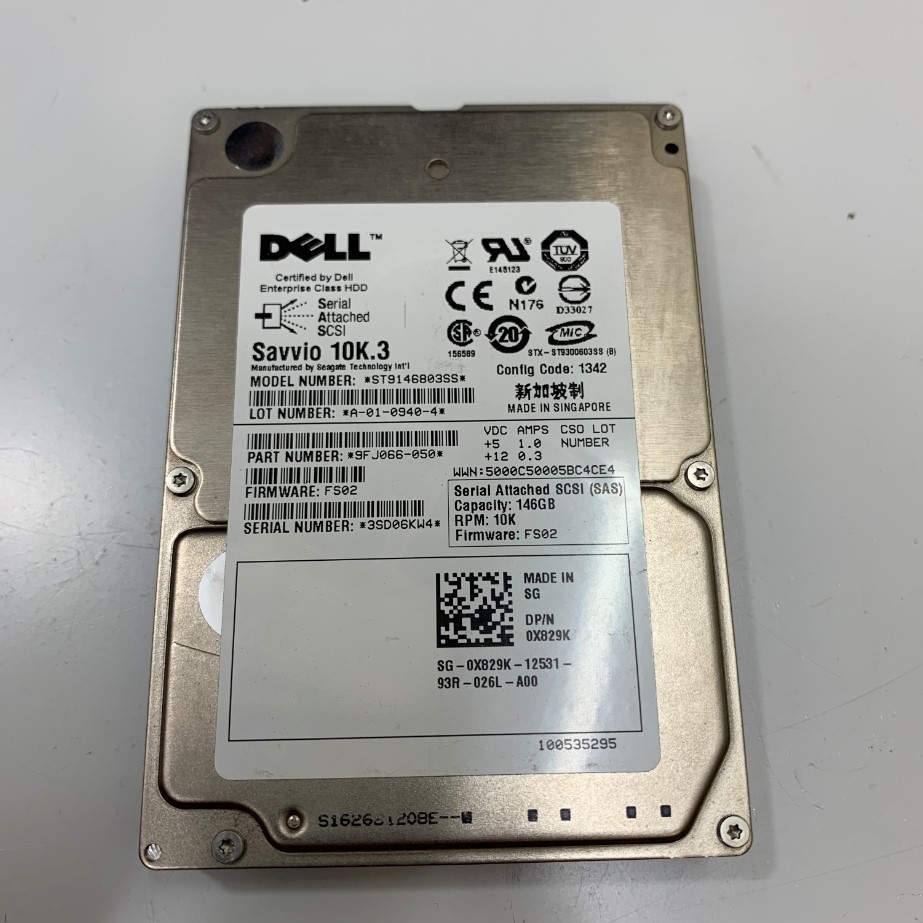 Ổ Cứng Máy Chủ Dell ST9146803SS 146GB 10K.3 6.0Gbps SFF Serial SCSI / SAS Hard Drive Hàng Đã Qua Sử Dụng