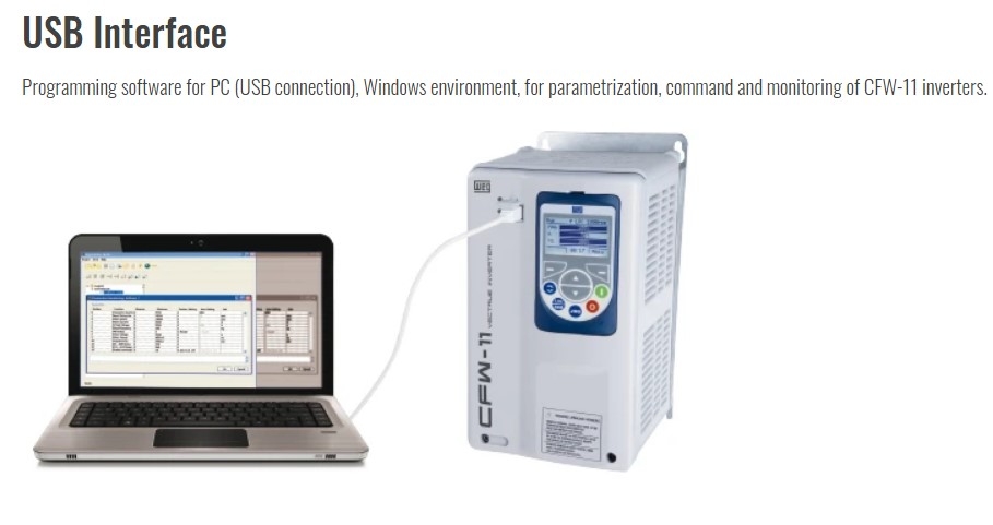 Cáp Lập Trình Biến Tần Inverter Drive WEG CFW11 or CFW700 Series Drives Với PC Cable USB Type A to Type B 3M Programming Lead For PC to Inverter