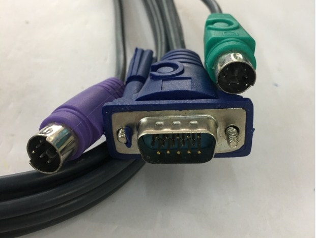 Cáp Điều Khiển KVM Switch Hãng KeXun Cable 3 in 1 PS2 Keyboar Mouse and VGA Male to Male For KVM Switch Smart View Pro or KVM Switch Length 1.5M