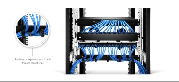 Thanh Quản Lý Cáp Ngang Cho tủ Rack LanTroVision Cable Management Rack 1U 12 Slot 24 Port Cabinet