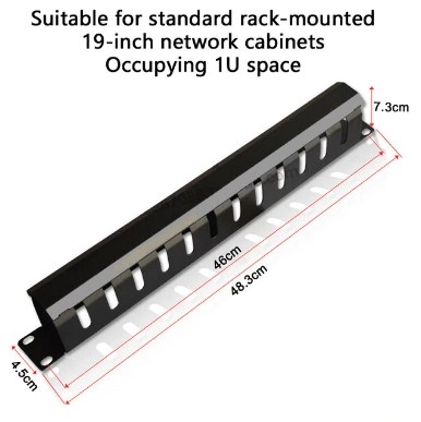 Thanh Quản Lý Cáp Ngang Cho tủ Rack LanTroVision Cable Management Rack 1U 12 Slot 24 Port Cabinet