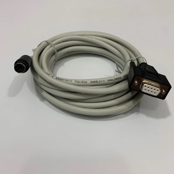 Cáp Lập Trình HMI Samkoon SK Series Với PLC Mitsubishi Melsec FXxn Series Terminal is MD8M Connection Cable RS422 Mini Din 8 Pin to DB9 Female Dài 5M Có Chống Nhiễu Shielded