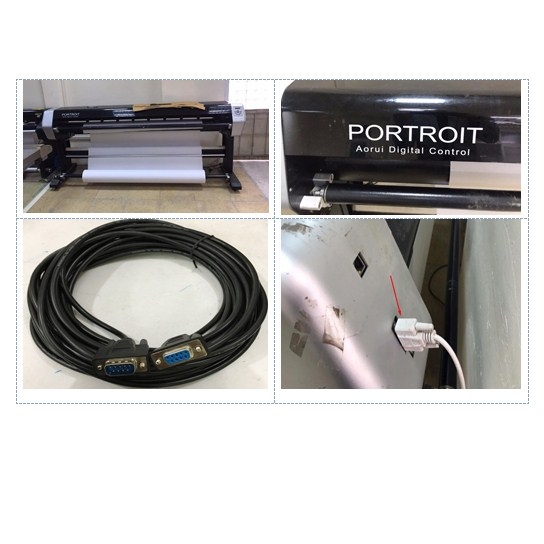 Cáp Máy In Vẽ Cắt Công Nghiệp May Mặc PORTROIT TW-1800P DB9 Male to DB9 Female Serial Printer Cable RS232 PVC Black Length 10M