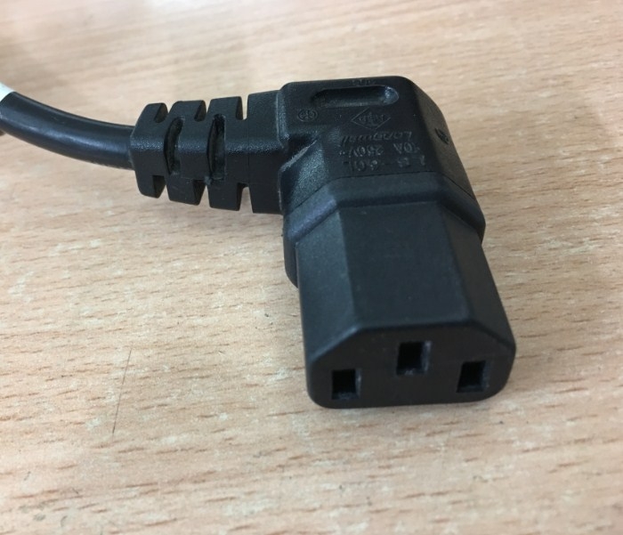 Dây Nguồn 2 Chân Tròn Chữ L Ngóc 90 Độ Vuông Sang Góc Phải AC Power Cord Schuko CEE7 Euro Plug to IEC320 C13 RIGHT ANGLE LONGWELL LP-34A LS-60L 16A 10A 250V 18AWG 3x0.75mm Length 1.8M