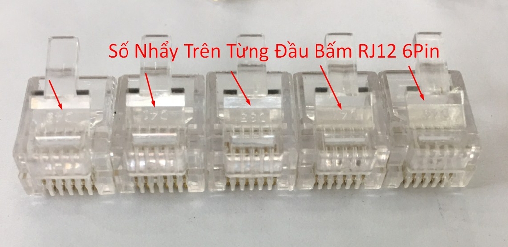 Đầu Bấm Telephone Plug 6P6C RJ12 Modular Plug Cable Head Plug Gold Plated 100pcs/Lot