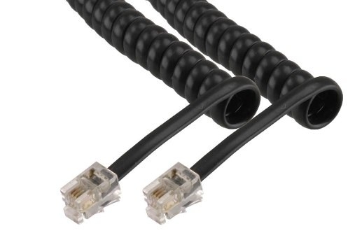 Cáp Line Điện Thoại Flat Coiled Telephone Cord RJ9 To RJ9 Grey Length 2.1M