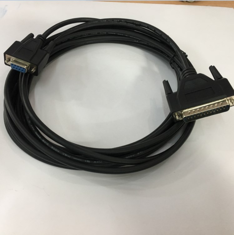 Cáp Máy In Mã Vạch Tem Nhãn Công Nghiệp SATO M84Pro PCM-1970-06 Serial Printer Cable Null Modem RS232 DB9 Female to DB25 Male Black Length 5M