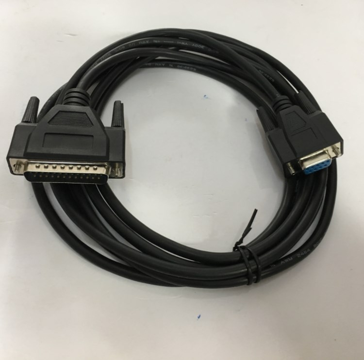 Cáp Máy In Mã Vạch Tem Nhãn Công Nghiệp SATO M84Pro PCM-1970-06 Serial Printer Cable Null Modem RS232 DB9 Female to DB25 Male Black Length 3M