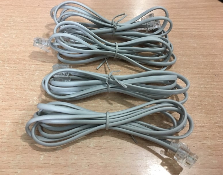 Dây Nhẩy Điện Thoại Bàn Panasonic RJ11 2 Wire Flat Cross Pinned Telephone Line Patch Cord Cable Length 1M