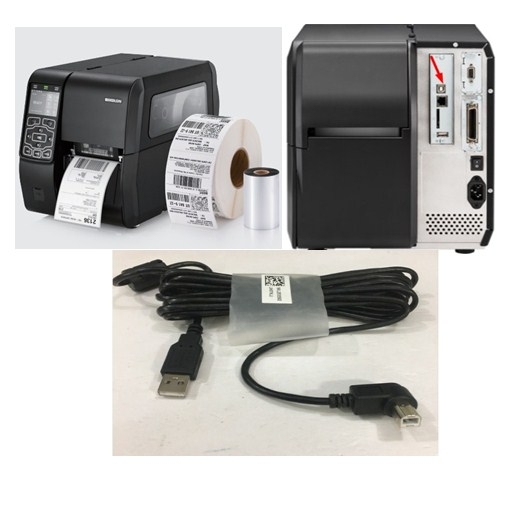 Cáp Máy In Tem Nhãn Công Nghiệp Bixolon XT5-40 Label Printer E156437 AWM Style 2725 USB 2.0 A-B Printer Cable 28AWG Black Left Angle B Góc Chữ L 90 Độ Vuông Sang Góc Trái Length 3M