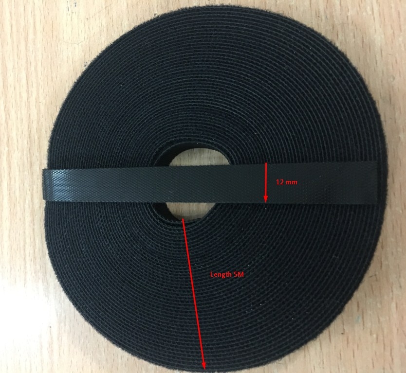 Băng Buộc Móc Vòng Tự Dính Cáp VELCRO BRAND ONE-WRAP TAPE YARD ROLL 12mm x 5m Black For Fiber Optic Network Ethernet Patch Cord Cable Dài 5M