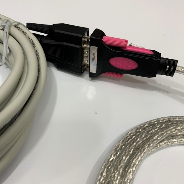 Bộ Combo USB to Com Và Cáp Điều Khiển Máy Cắt Decal Quảng Cáo Chất Lượng Cao RS232 DB25 Male to DB9 Female Dài 5M For Serial Cutter Plotter DGI, Roland, Graphtec