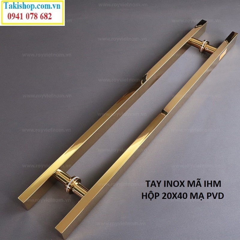 tay inox hộp 20x40 mạ pvd vàng hãng roy giá rẻ