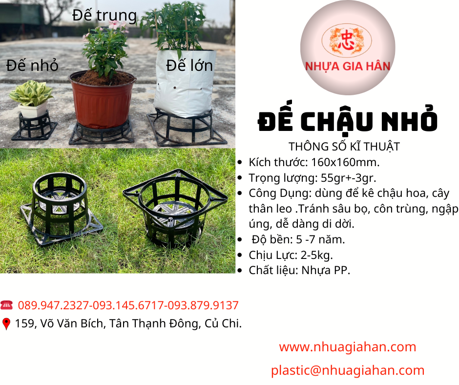 ĐẾ CHẬU NHỰA - CỠ NHỎ