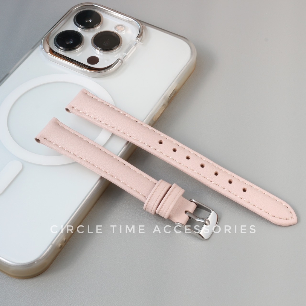 Dây da đồng hồ nữ HỒNG ROSEWATER size 12/14/16/18 có lớp lót chống kích ứng cho da nhạy cảm