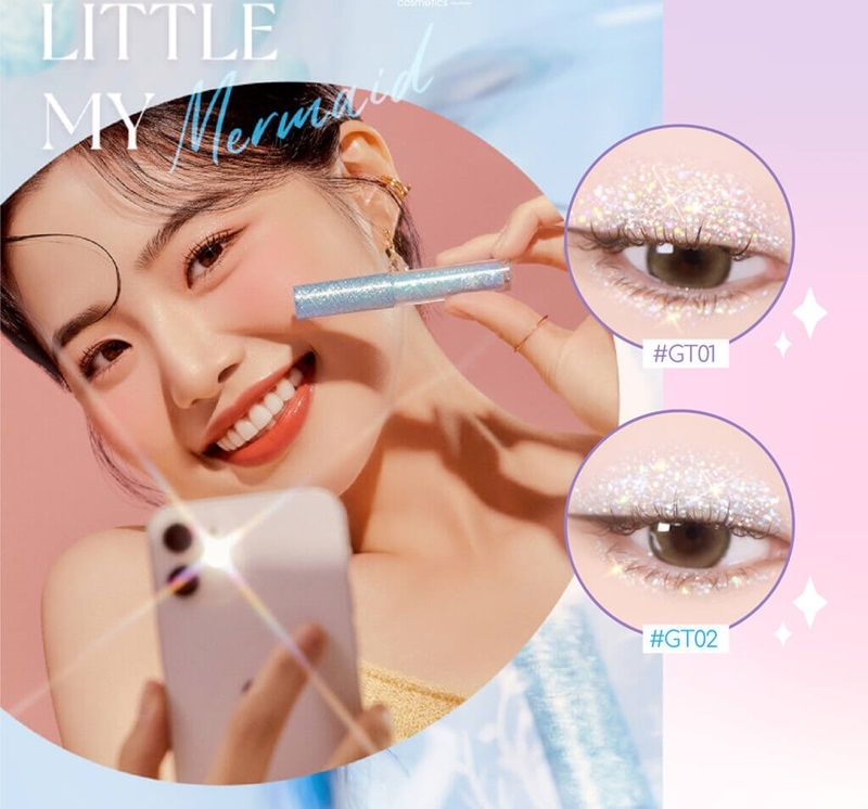 NHŨ MẮT BLACK ROUGE PEARLVELY I GLITTER TRIANGLE GT01