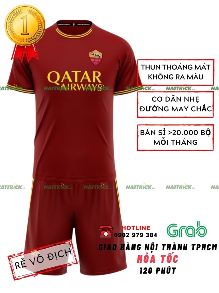 Áo Đá Bóng Đẹp AS Roma 2022 - 2023 Đỏ