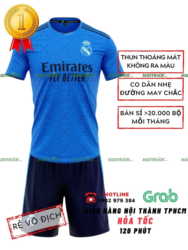 Đồ Đá Banh Real Madrid 2022 - 2023 Xanh Biển