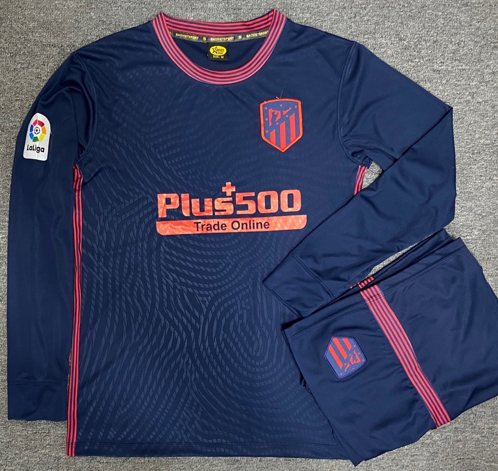 Áo Đá Banh Tay Dài Atletico 2020 - 2021 Xanh Đen