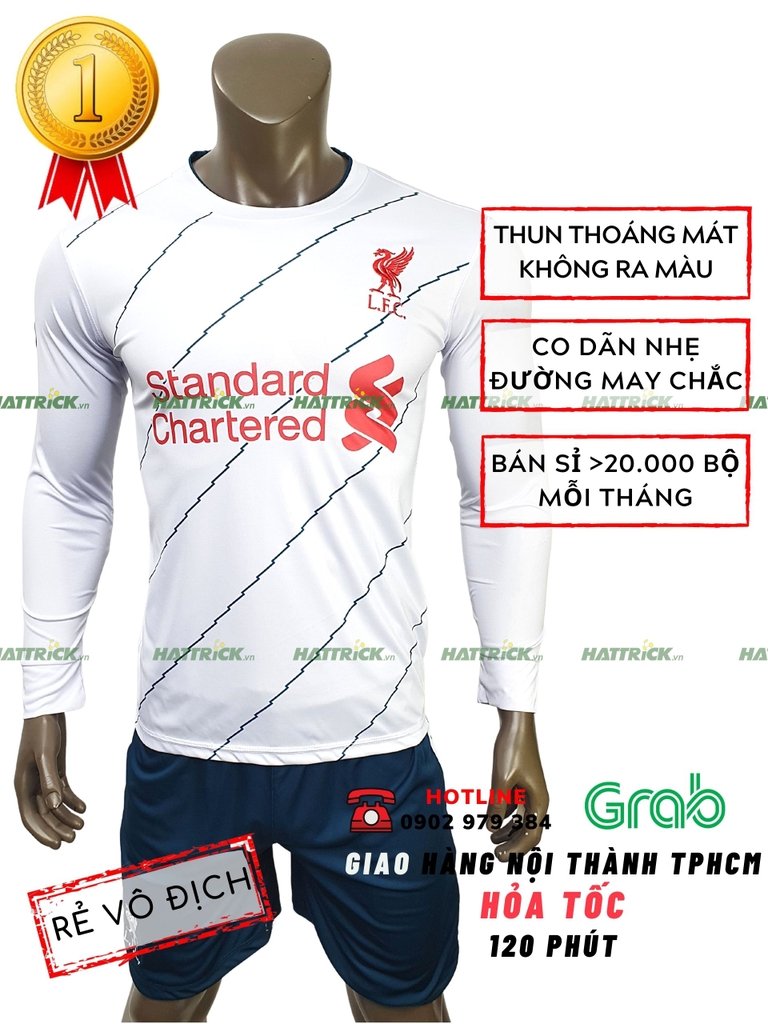 Áo Bóng Đá Tay Dài Liverpool Trắng 2021 - 2022