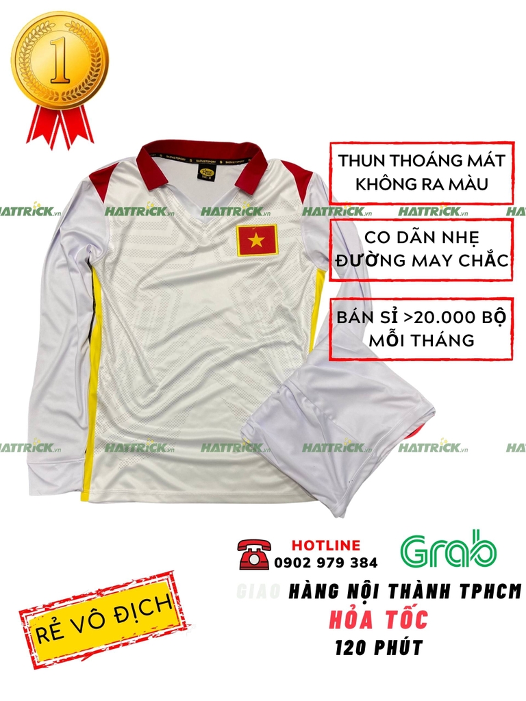 Áo Bóng Đá Tay Dài Việt Nam Trắng 2021 - Hero Back